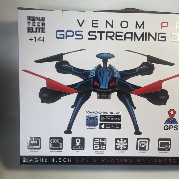 World tech elite 2.4 GHz 4.5 CH VENOM PRO GPS STREAMING DRONE NEW quadcopter - Picture 8 of 10